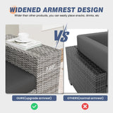 Amopatio Outdoor Sectional with Fire Pit Table, 8 Inch Armrest Patio Furniture Set with Waterproof Cover for Garden Backyard, 4'' Thickened Cushion Amopatio