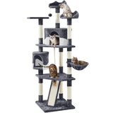 Yaheetech 79in Multi-Level Cat Trees Indoor Cat Tower with Sisal-Covered Scratching Posts, Plush Perches and Condo for Kittens, Cats and Pets - Dark Gray and White Yaheetech