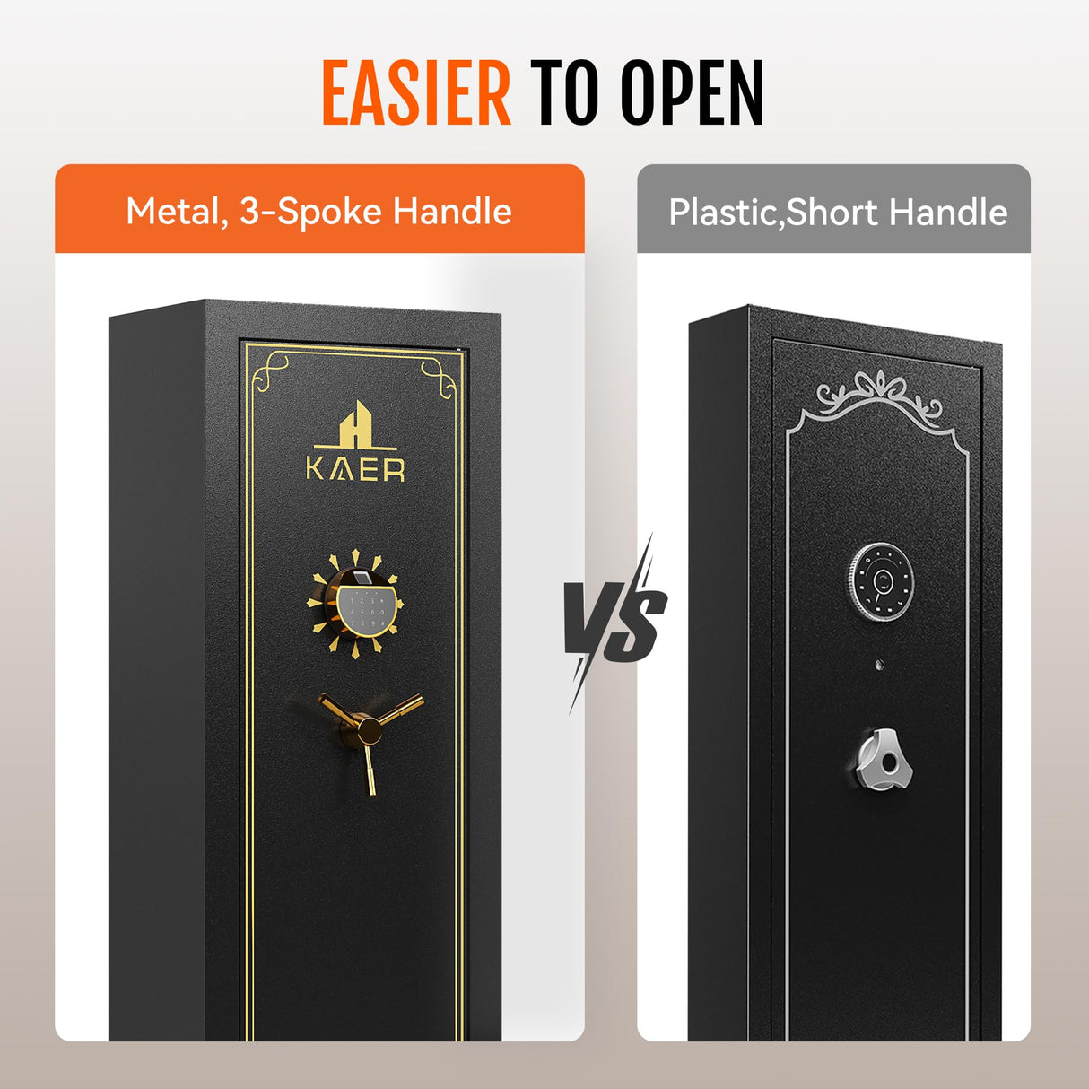 KAER 15 Biometric Gun Safe for Rifles and Pistols,Gun Cabinet with Fingerprint/Keypad/Key Access,Rifle Safe with Removable Shelf and Pistol Pocket.[No Assembly Required] KAER