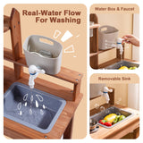 ROBUD Mud Kitchen for Kids Outdoor, Wooden Outdoor Play Kitchen, Kids Mud Kitchen with Removable Sink & Faucet, Monteeori Toys for Children Ages 3+ Years, WG404 ROBUD