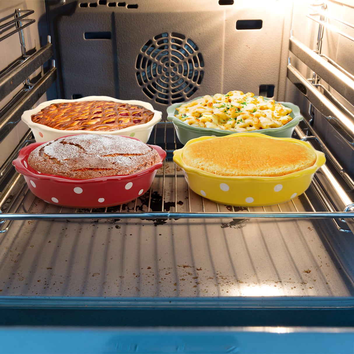 AVLA 4 Pack Ceramic Mini Pie Pans, 6 Inch Small Baking Pie Dish Plate, 10 oz Individual Deep Dish Pie Plate, Kitchen Bakeware Pot Pie Pans for Quiches, Tarts, Puddings, Apple Pecan Pie, Oven Safe AVLA