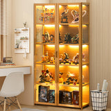 5-Tier Curio Display Cabinet, Storage Shelves with Acrylic Door, Collectibles Toy Organizers Rack & Display Shelf, Display Case for Playroom Bedroom Toddler's Room Kids Bookcase (Wooden double door) iusyugh