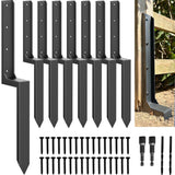 ARKSOLDIER Thickened Fence Post Anchor Kit, Metal Fence Post Repair Stakes Kit, Anchors Ground Spikes Mender for Repair Leaning 4x4/6x6 Wood Fence Post Support (Thicker 11-Gauge, 8 Pack/Black) arksoldier