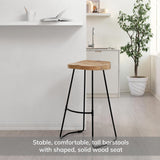 MH London Bar Stool -Perrin Backless Bar Stool. Exclusively Designed Hand Crafted Barstools Solid Wood Modern Bar Height Stools-Contemporary Design Backless Wooden Saddle Bar Stool for Kitchen Counter MH London