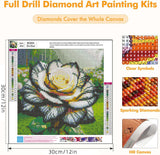 Axquilon Flowers Diamond Art Kits for Adults - Flower Diamond Painting Kits for Adults Beginner, DIY 5D Full Drill Gem Art for Home Wall Decor 12x12 inch Axquilon