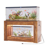 FUXJUM 55-75 Gallon Fish Tank Stand with Power Outlets & LED Light and Drawers,1000LBS Capacity,Aquarium Stand with 55.1" L*18.5" W Tabletop Suitable for Turtle Tank, Reptile Terrarium FUXJUM