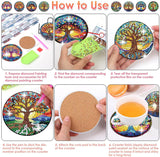 ijbnhd 8 PCS Tree of Life Diamond Art Coasters Diamond Painting Coasters Kits with Holder Tree of Life DIY Coasters for Beginners Adults Crafts Supplies 4X4inch (Cork Wooden Pad) ijbnhd