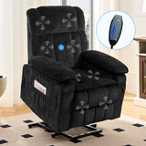 PUREMIND Power Lift Recliner Chair for Elderly, Dual Motor Electric Reclining Chairs with Massage and Heat - Velvet Fabric, Strong Support, Black PUREMIND