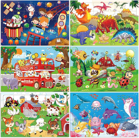 Wooden Jigsaw puzzles for kids ages 3-5 Year Old 30 Piece Colorful Wooden Puzzles for Toddler Children Learning Educational Puzzles Toys for Boys and Girls Set for Kids 3 4 5 6 Year Old (6 Puzzles) Blppldyci