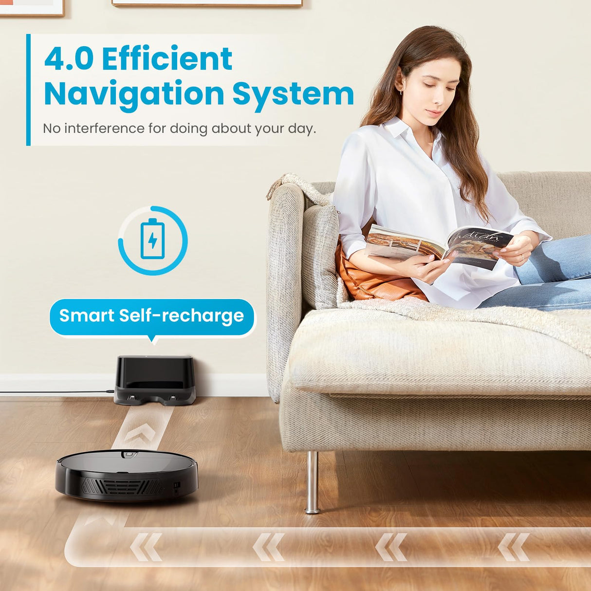 ROPVACNIC Robot Vacuum Cleaner with 3000Pa Cyclone Suction, APP/Voice/Remote Control, Automatic Self-Charging Robotic Vacuum, Scheduled Cleaning, Ideal for Pet Hair, Hard Floor, Low Carpet ROPVACNIC