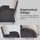 Belord Outdoor Glider Bench Patio Loveseat - 500 Lbs Weight Capacity 2 Seater Wicker Sofa, Small Porch Glider Furniture All Weather Rattan Couch with Removble Cushion for Balcony Deck Backyard, Black Belord