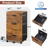 DEVAISE 3 Drawer Rolling File Cabinet with Lock, Wood Filing Cabinet fits Letter / A4 Size for Home Office, Rustic Brown DEVAISE