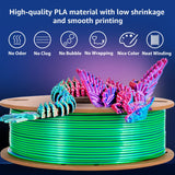 dikale Silk Triple Color PLA+ 3D Printer Filament 1.75mm, No Tangle Shiny Filament Net Weight 250g Spool (0.55lbs), 3-in-1 Silk PLA Pro Plus, Rose Red+Sky Blue+Green dikale