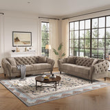 COPIAE 82 Inch Chesterfield loveseat Sofa,Tuxedo Arms Modern Couch Sturdy and Easy Installation, Small Sofa for Living Room Bedroom Office and Apartment,Velvet Fabric Brown COPIAE