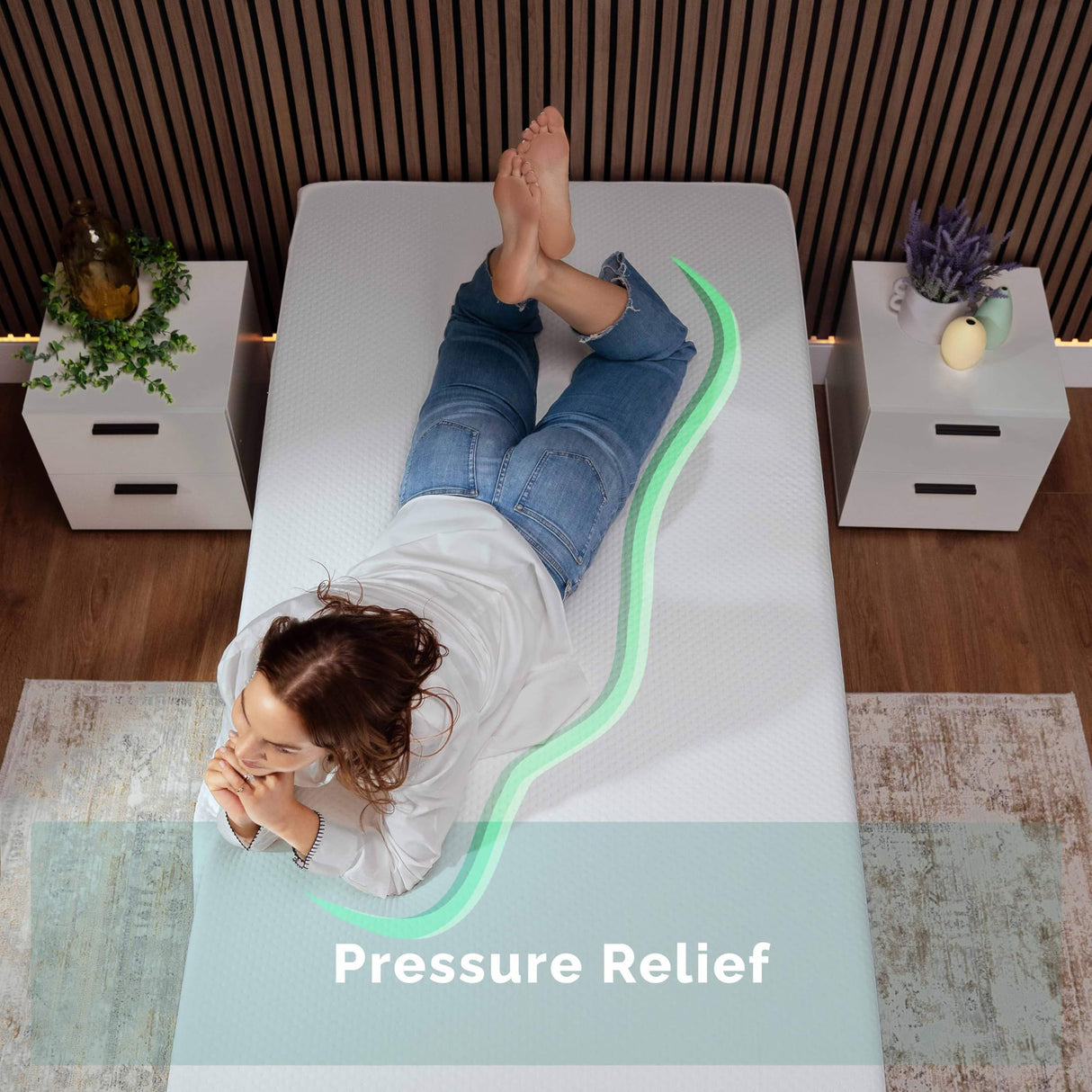 Nestl Green Tea Twin Mattress 8 Inch - Cooling Graphite Memory Foam Twin Mattress for Kids, Fiberglass Free Twin Bed Mattress in A Box, Pressure Relief Supportive Bed in A Box, CertiPur-US Certified Nestl