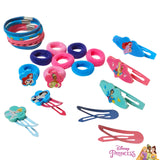 Luv Her Disney Girls' Hair Accessories Set - 20 Pack Featuring Disney Princesses - Includes 3 Barrettes, 4 Snap Clips, 5 Elastics, 8 Terry Ponies - Everyday Wear, Special Occasions, Ages 3+ LUV HER