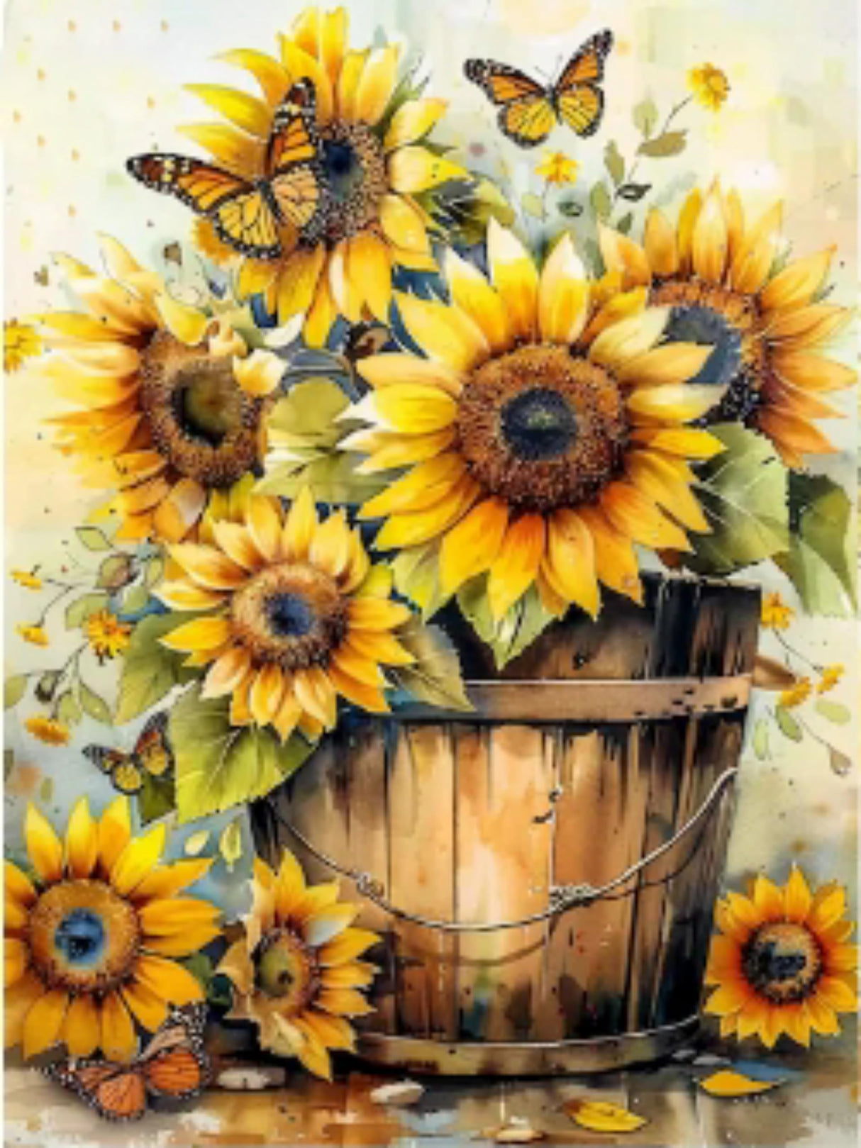 Sunflowers Diamond Art Kits for Adults-Butterflies Adult Diamond Painting Kits,Sunflowers Gem Art for Adults for Gift and Home Decoration(12x16inch) Arttoplus