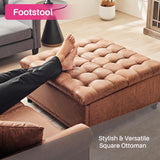 Redlife 35 Inch Large Square Storage Ottoman Bench, Storage Ottoman Coffee Table Large Square Ottoman with Storage Lift Top Tufted Storage Ottoman for Living Room (Brown Leathaire) Redlifeᅟᅠ