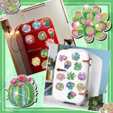 Remuuly 30 Pcs Diamond Painting Magnets Summer Diamond Art Magnet Kits for Adults Spring Flower Animal Cupcake 5D Rhinestones Refrigerator Magnetic Stickers for Fridge DIY Crafts Gifts(Succulents) Remuuly