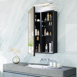 Black Medicine Cabinet with Mirror for Bathroom: 16 x 20 Inch Small Mirrored Vanity Storage with Adjustable Shelves - Surface or Recessed Wall Mount - Matte Black Frame MemoCastle