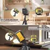 Laser Level 360 Self Leveling with Tripod, 200ft/60m working distance with vertical and horizontal lines, self-leveling mode&IP54 waterproof set LPYBP