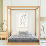 Merax Modern Queen Size Wood Canopy Bed Floor Platform Bed Frame/No Box Spring Needed/Easy Assembly, Nutural Merax