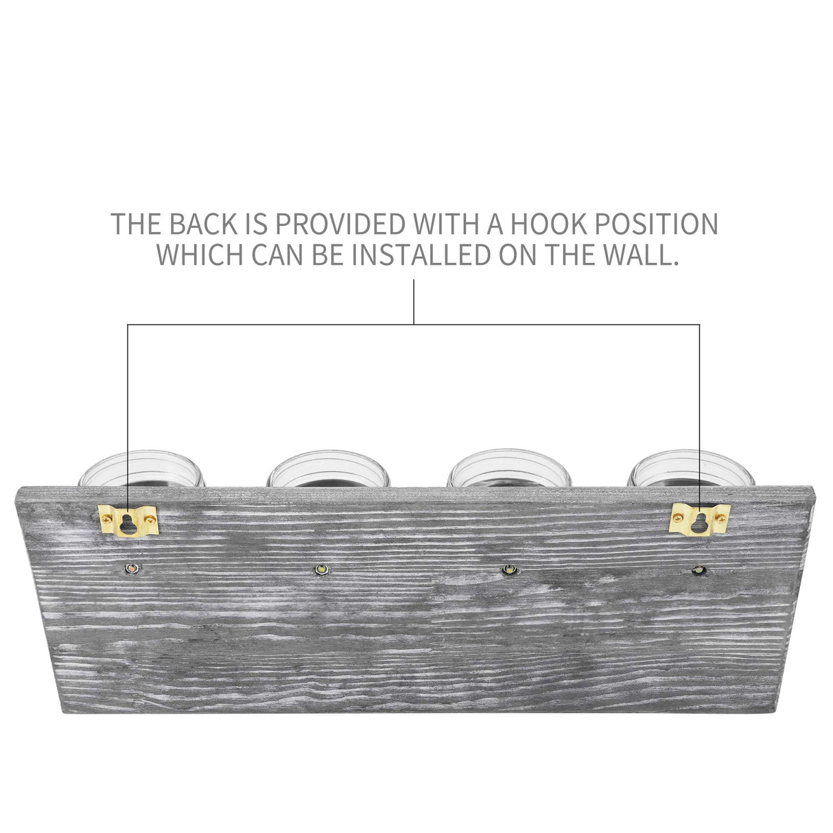 Besuerte Rustic Antique Mason Jar Organizer Hanging Wall Holder for Home Decor, Bathroom, Kitchen, Office, Farmhouse with 4-Jar,Gray Besuerte