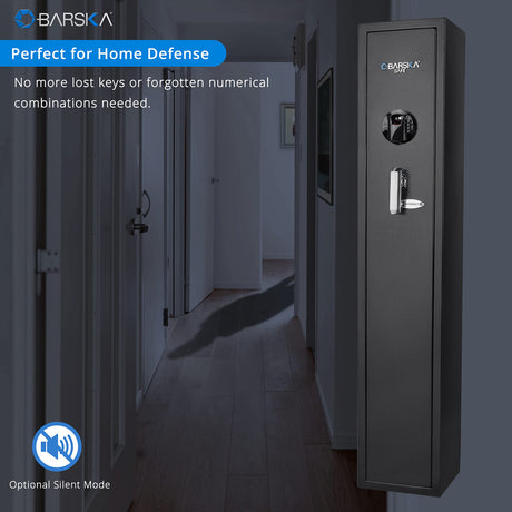 BARSKA AX12760 Keypad Biometric Fingerprint 4 Position Rifle Safe 1.83 Cubic Ft, Black BARSKA