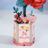 Hands Craft Hello Kitty and Friends My Melody Red Camellia 3D Wooden Puzzle Kit | DIY Flower Model | Arts & Crafts for Adults & Kids | Creative Hobby Kits | Wood Building Set | Unique Gift Hands Craft