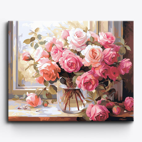 Craftoria Paint by Numbers for Adults 40"x50"cm Framed Floral Numbered Roses Love 24 Colors Craftoria
