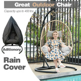 CHINNLUU Oversized Hanging Egg Chair Outdoor Wicker Swing Chair with Stand Rain Cover UV Resistant Cushion 400lbs Capacity for Patio, Garden and Balcony CHINNLUU