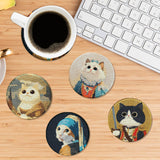 Sitsink Funny Cat Diamond Art Coasters - 8 Pcs DIY Cute Cat Funny Adult Diamond Painting Coasters Kits with Holder for Adults Beginners Animal Lover Gift Crafts Supplies Sitsink