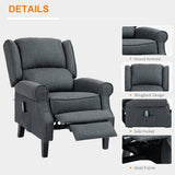 HOMCOM Vibrating Massage Recliner Chair for Living Room, Reclining Wingback Single Sofa with Heat, Linen Fabric Push Back Accent Chair with Footrest, Side Pocket, Charcoal Gray HOMCOM