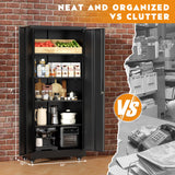 Greenvelly 74" Metal Storage Cabinet with Wheels, Lockable Rolling Metal Garage Cabinets with 2 Doors and 4 Adjustable Shelves, Rolling Tool Cabinet for Garage, Home Office, School Greenvelly