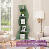 HIGREENA Corner Shelf, 5-Tier Corner Wall Shelf, Modern Corner Shelves Stand Bookcase, Small Display Storage for Living Room, Green HIGREENA