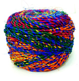 Revolution Fibers Recycled Sari Silk, Multi-Color Pure Silk Yarn, Handspun Used Sari Fabric Ribbon Scraps, Rainbow Yarn for Knitting, Weaving & Crocheting - 100 Grams per Ball Revolution Fibers