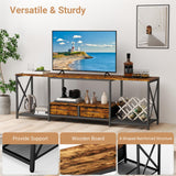 Zevemomo 66.5" LED TV Stand, TV Stands for 55/60/75 Inch TV, Console Tables with LED Strip Lights, Entertainment Center with 4 AC Outlets & 2 USB Ports, Open Storage Shelves for Living Room-Brown Zevemomo