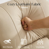 DRMBOOK Loveseat Rocker Recliner Sofa, Leathaire Fabric Double Reclining Couches with Console, Manual Reclinable Dual Recliner, RV Movie Theater Seating with USB/Bluetooth Speaker (Leathaire Beige) DRMBOOK