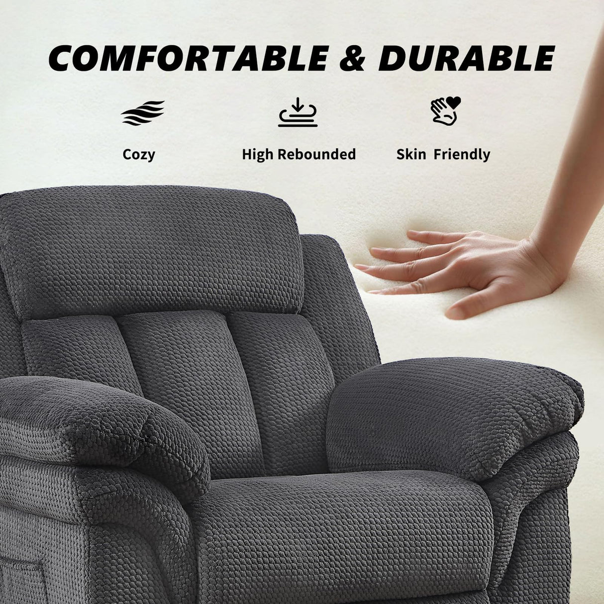 CANMOV Recliner Sofa Set, Oversize Power Lift Recliner Chair, Manual Loveseat and 3-Seat Sofa with Overstuffed Armrest for Living Room,Bedroom Furniture,Office,1+2+3 Seat Grey CANMOV