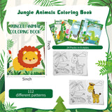 Honoson 24 Pcs Kids Coloring Books Animals Truck Coloring Books Bulk Jungle Animals Party Favors Mini DIY Art Drawing Pages for Birthday Gifts Classroom Jungle Party Supplies(Cartoon Style) Honoson
