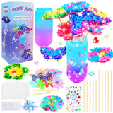 FJBICODA Poke Art Flower Bouquet Craft Kit - Arts and Crafts for Girls Ages 5-12 - Make Your Own Bouquet with 8 Flowers 2 Butterflies & 1 Vase - DIY Activities Gifts for 5 6 7 8 9 10+ Year Old Kids FJBICODA