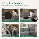 HONBAY Modular Couch with Storage U Shaped Modular Sectional Sofa, Convertible Modular Sectional Couch for Living Room, Grey HONBAY