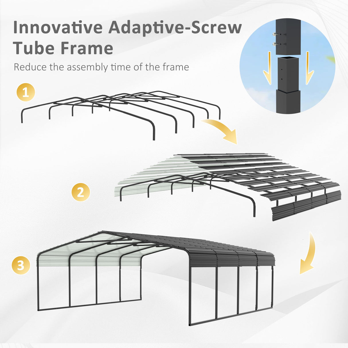 VEIKOU 20'x20' Carport, Metal Carport with Heavy Duty Galvanized Steel Roof, Car Port Shelter with Innovative Assembly Structure Metal Carport Kits for Car, Boat, Truck VEIKOU