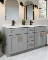 Design House Brookings 60 Inch Bathroom Vanity, Ready to Assemble, Solid Wood, Sherwin Williams® Gray, 599019-GRY Design House