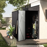 AECOJOY 4' x 6' Lean to Shed, Small Metal Outdoor Storage Shed, Wall Side Sheds & Outdoor Storage Cabinet Clearance, Bike Shed for Garden, Backyard and Outdoor Use in Dark Grey AECOJOY