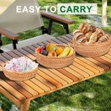 Round Rattan Bread Baskets for Serving Hand Woven Wicker Fruit Basket for Table Set of 3 Fruit Bowl for Kitchen Counter Gdpaddy