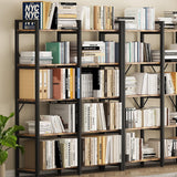 oneinmil Bookshelf 5 Tier, 58.7'' Industrial Book Shelf, Wooden Bookshelves with 10 Open Display Shelves, Vintage Storage Rack, Standing Wide Bookcase for Home and Office, Rustic Brown oneinmil