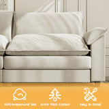 Shahoo Sectional Modular Sofa L Shaped Chenille Fabric Couch with High Supportive & Soft Sponges and Removable Ottoman, Sleeper Comfy Upholstered Furniture for Living Room, White Shahoo