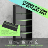 INTERGREAT Metal Storage Cabinet with Wheels, 75" Garage Storage Cabinets with Door and 4 Shelves, Tool Storage Locker on Caster for Home, Office, Black INTERGREAT