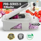 Mueller Pro-Series All-in-One, 12 Blade Mandoline Slicer for Kitchen, Food Chopper, Vegetable Slicer and Spiralizer, Cutter, Dicer, Grater, Kitchen Gadgets Sets with Container, White Sand/Gray Mueller